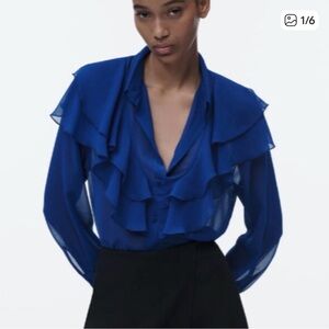 Zara Deep Blue Layered Blouse